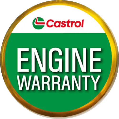 A circular logo with a yellow border featuring the Castrol logo and the text Engine Warranty on a green background. EuroMechanic | Top Reviewed Auto Repair Shop | Greater Toronto and Guelph | Visit Euromechanic